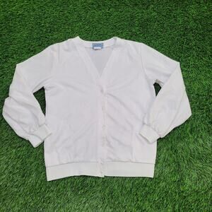 Vintage 80s White-Swan Cropped Cardigan Womens Medium 19x23 USA